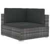 vidaXL Patio Sofa Grey poly rattan, Dark grey cushions