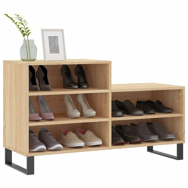 vidaXL Shoe Cabinet Sonoma oak Engineered wood, metal Standard