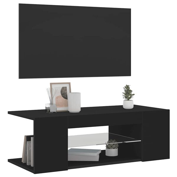 vidaXL TV Cabinet Black Engineered wood Medium TV Cabinet Rectangular