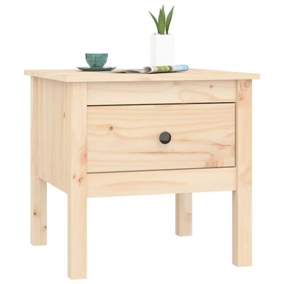 vidaXL Side Table 19.7"x19.7"x19.3" Solid Wood Pine