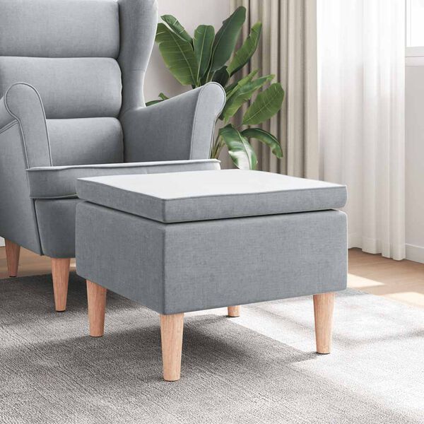 vidaXL Stool Light grey Fabric (100% polyester), rubber wood Compact