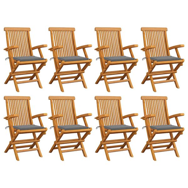 vidaXL Garden Chair Set of 8 Teak Teak wood Standard Foldable