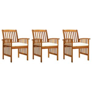 vidaXL Patio Dining Chairs 3 pcs with Cushions Solid Acacia Wood
