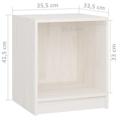 vidaXL Bedside Cabinet White 14"x13.2"x16.3" Solid Wood Pine