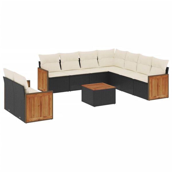 vidaXL Garden Sofa Set Black and Cream