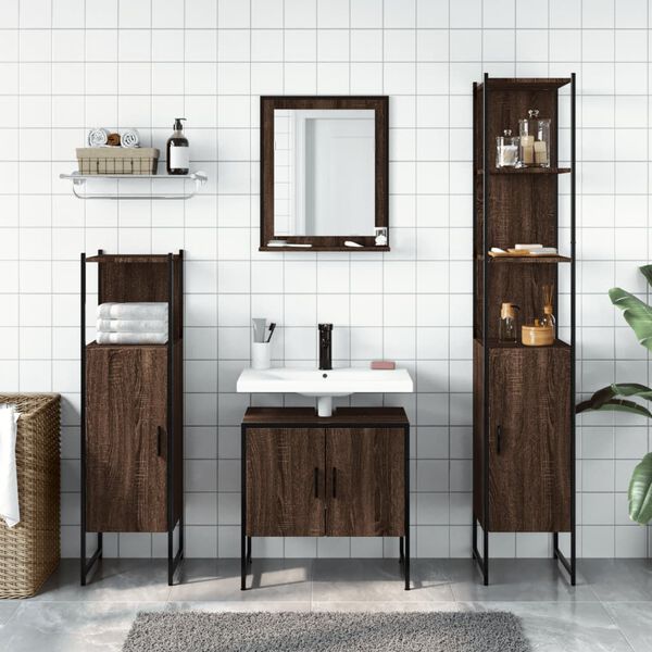 vidaXL Bathroom Cabinet Set Brown Oak