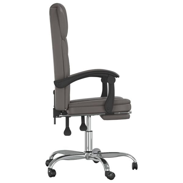 vidaXL Reclining Office Chair Grey Faux leather, metal, plywood, foam