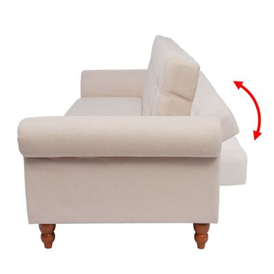 vidaXL Convertible Sofa Bed Fabric Cream