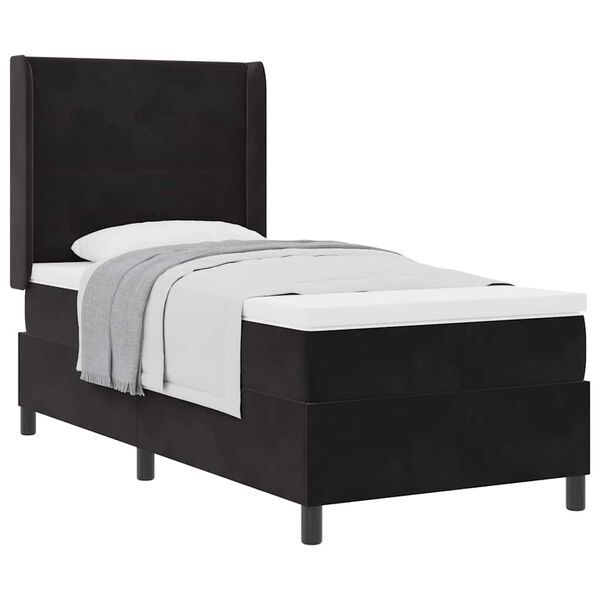 vidaXL Box Spring Bed with Headboard Black 31.5" x 78.7" Velvet