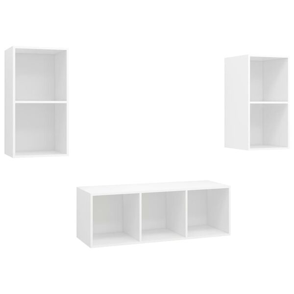 vidaXL TV Cabinet Set White Engineered Wood Standard TV Cabinet Set