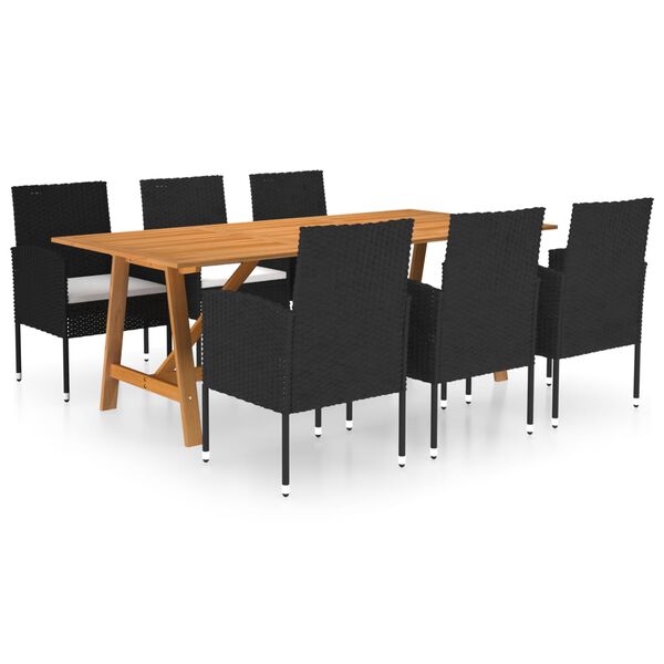 vidaXL Dining Set Black Solid Acacia Wood Large Garden Dining Set