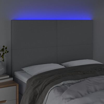 vidaXL LED Headboard Light Gray 56.7"x2"x46.5"/50.4" Fabric