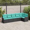 vidaXL Garden Sofa Set with Storage 6 pcs Black Poly Rattan