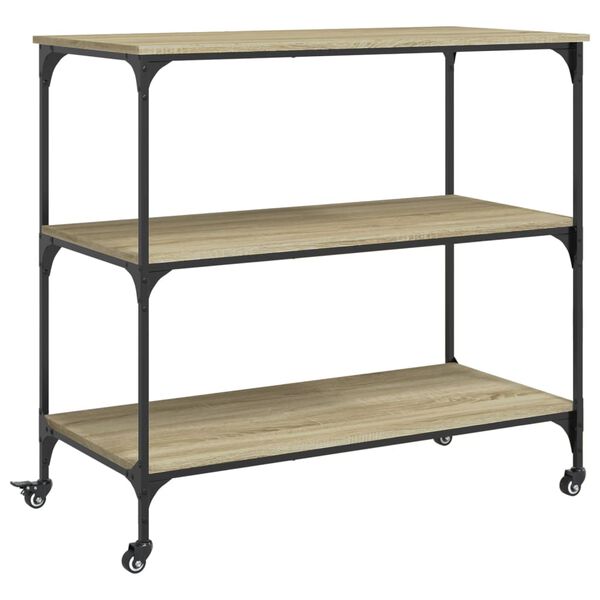 vidaXL Kitchen Trolley Sonoma Oak 40.2"x19.7"x37.4" Engineered Wood