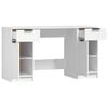 vidaXL Desk White Engineered wood Medium Modern Desk Rectangular