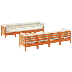 vidaXL Garden Sofa Set Wax brown, Cream Solid pine wood, Oxford fabric