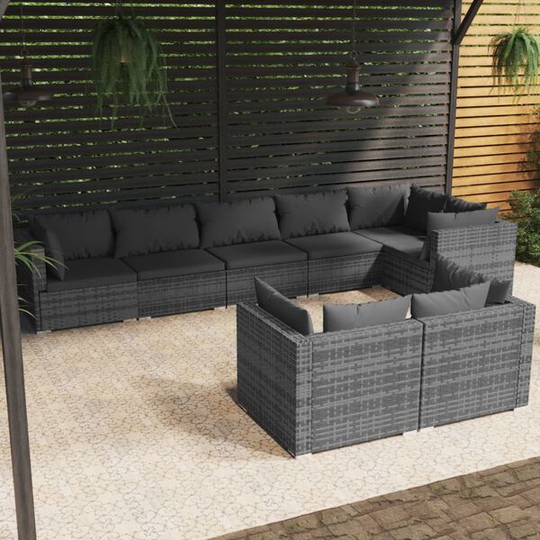 vidaXL Garden Lounge Set Grey with Anthracite cushions