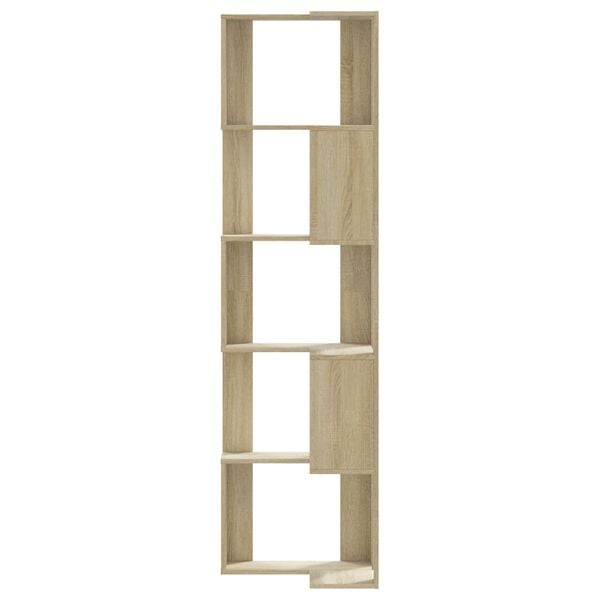vidaXL Corner Bookcase 5-Tier Sonoma Oak 19.7x19.7x70.5" Engineered Wood