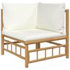 vidaXL Garden Lounge Set Cream White Bamboo, 100% Polyester (Cushion Cover)