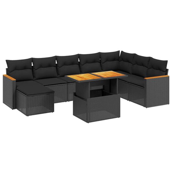 vidaXL Garden Sofa Set Black