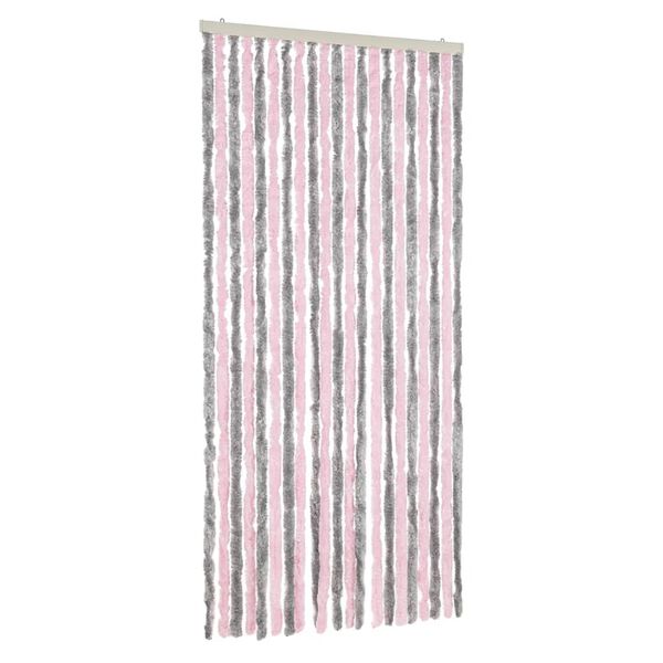 vidaXL Fly Curtain Silver Grey and Pink 35.4x78.7" Chenille