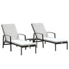 vidaXL Sun Lounger With Table Set of 3 Black and Cream White