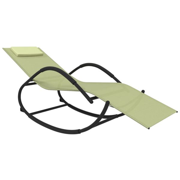 vidaXL Rocking Sun Lounger Cream Steel and Textilene