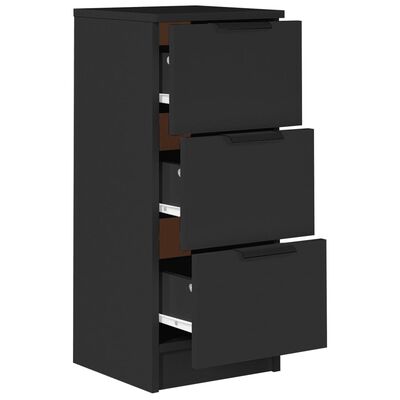 vidaXL Sideboards 2 pcs Black 11.8"x11.8"x27.6" Engineered Wood