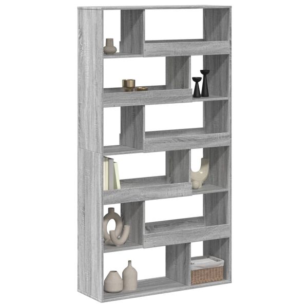 vidaXL Room Divider Grey Sonoma Engineered Wood Storage Room Divider