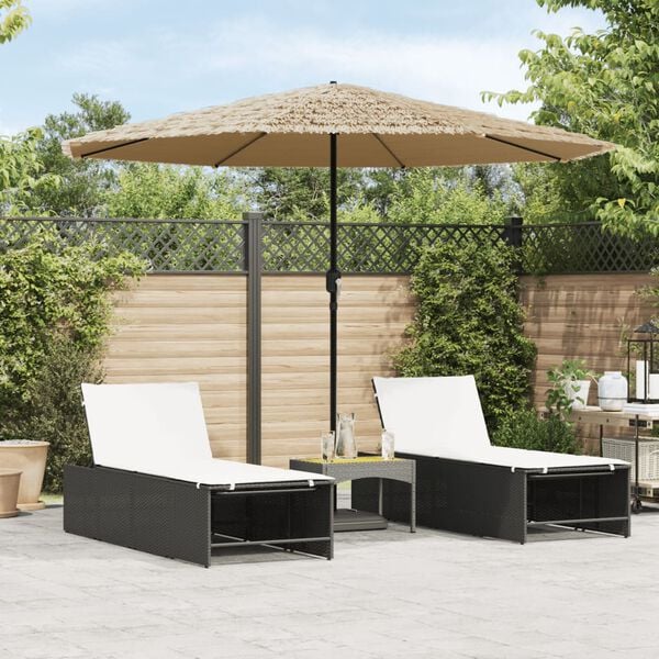 vidaXL Garden Parasol Brown 100% Polyester, Powder-Coated Steel, Straw
