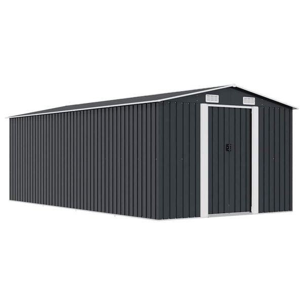 vidaXL Garden Shed Anthracite Galvanized Steel Large Garden Shed
