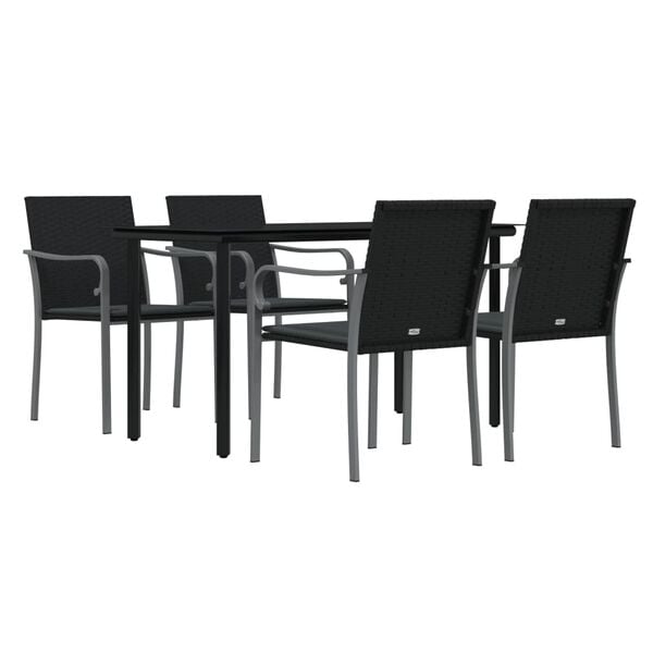 vidaXL Garden Dining Set Black, Dark Grey