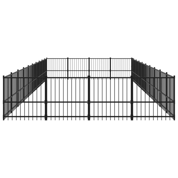 vidaXL Dog Kennel Black Powder-coated Steel Large Durable Dog Kennel