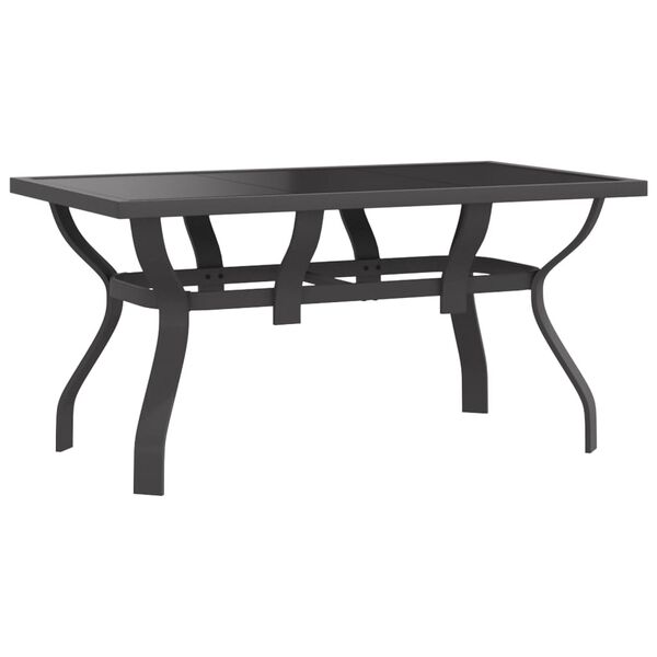 vidaXL Garden Table Grey and black Powder-coated steel, tempered glass