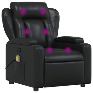 vidaXL Massage Recliner Chair Black Faux leather, metal, plywood Single