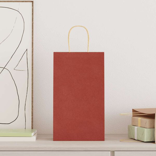 vidaXL Paper Bags 50 pcs with Handles Red 8.3x4.3x14.2"