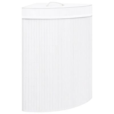 vidaXL Bamboo Corner Laundry Basket White 15.9 gal