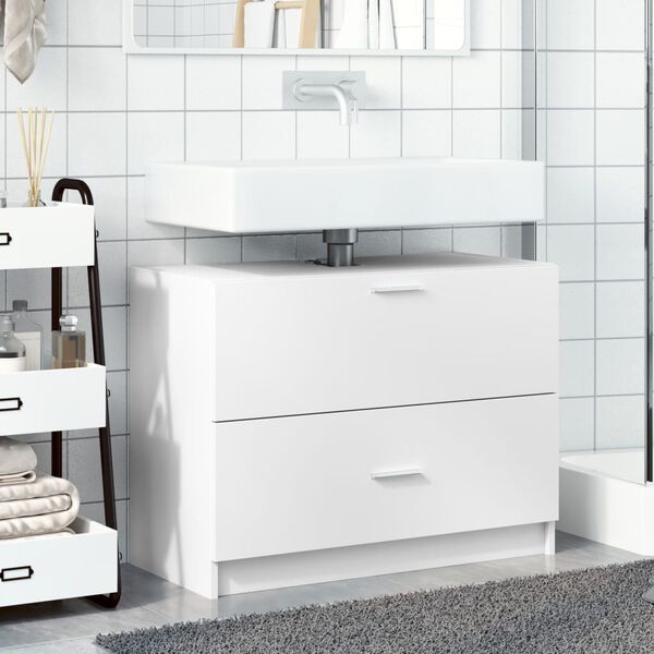 vidaXL Sink Cabinet White Engineered wood Medium Bathroom Cabinet