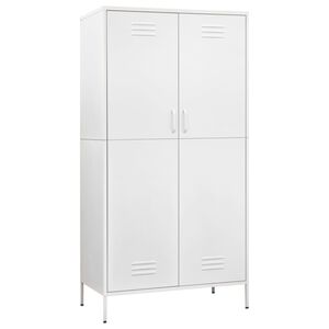 vidaXL Wardrobe White Steel Medium Height-Adjustable Shelves Wardrobe