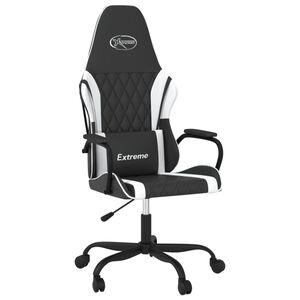 vidaXL Gaming Chair Black and White Faux leather, metal, plywood, foam