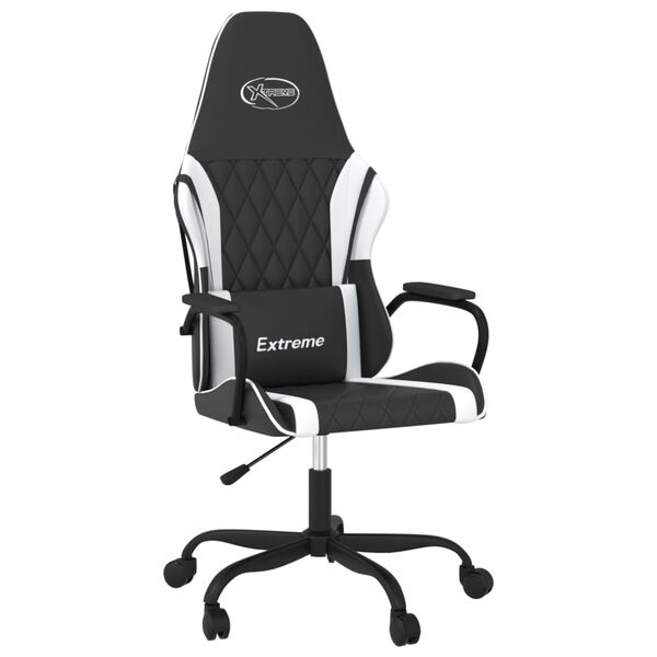 vidaXL Gaming Chair Black and White Faux leather, metal, plywood, foam