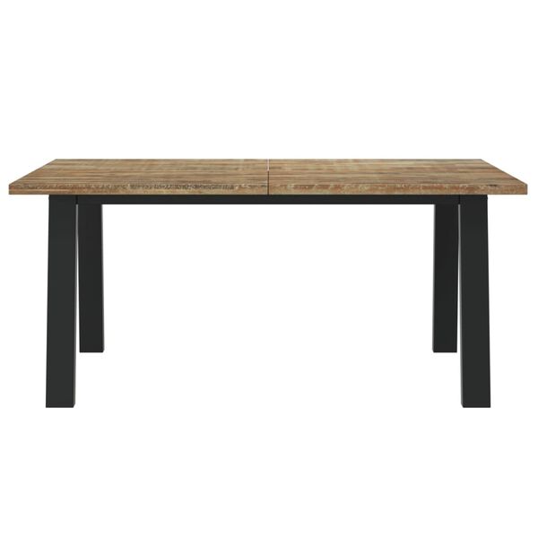 vidaXL Dining Table Brown and black Solid Acacia wood 67 x 35 in