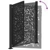vidaXL Garden Gate Black 39.4x49.2" Steel Flame  Design