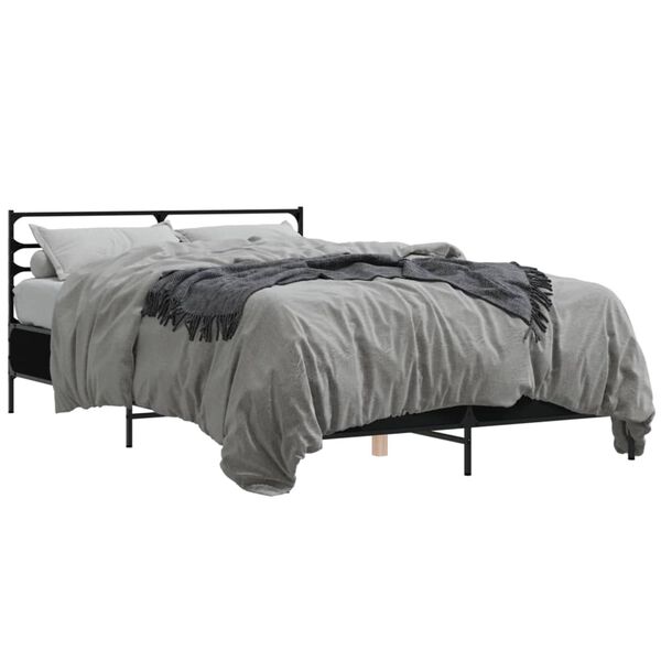 vidaXL Bed Frame Black Engineered wood Double Bed Frame Rectangular