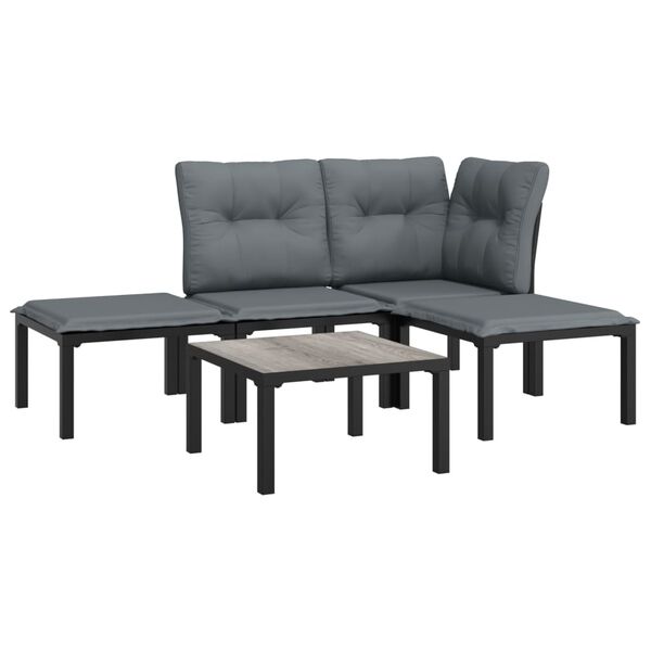 vidaXL Garden Lounge Set Black and Dark Grey