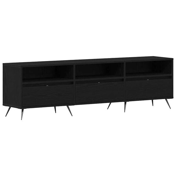 vidaXL TV Cabinet Black oak 59.06 x 11.81 x 17.52 in Engineered wood