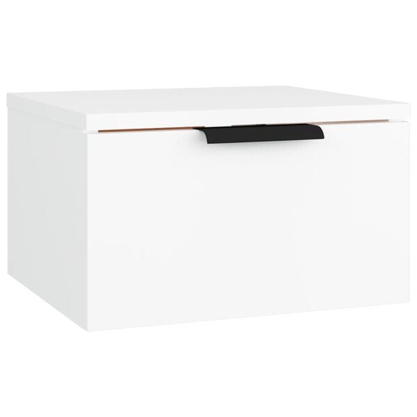 vidaXL Wall-mounted Bedside Cabinet White Engineered wood Small