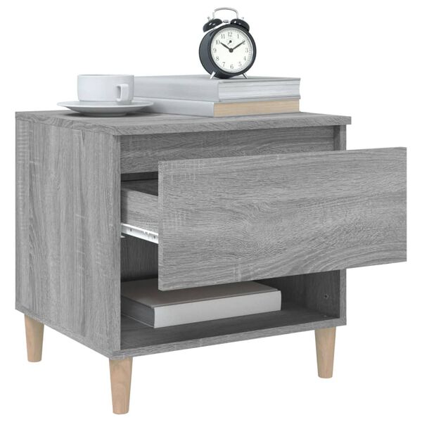 vidaXL Bedside Table Gray sonoma Engineered wood 19.7 in Storage