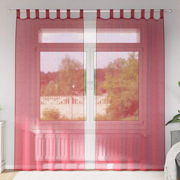 vidaXL Voile Curtains with Loops 2 pcs Wine Red 55.1x96.5"