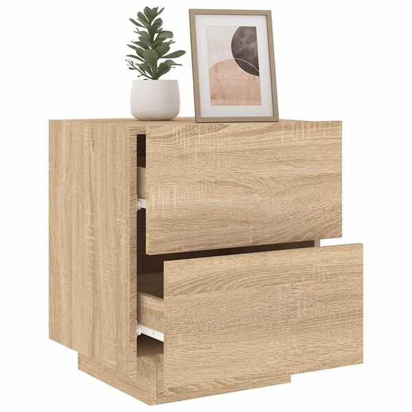 vidaXL Bedside Cabinet Set of 2 Sonoma oak Engineered wood Medium